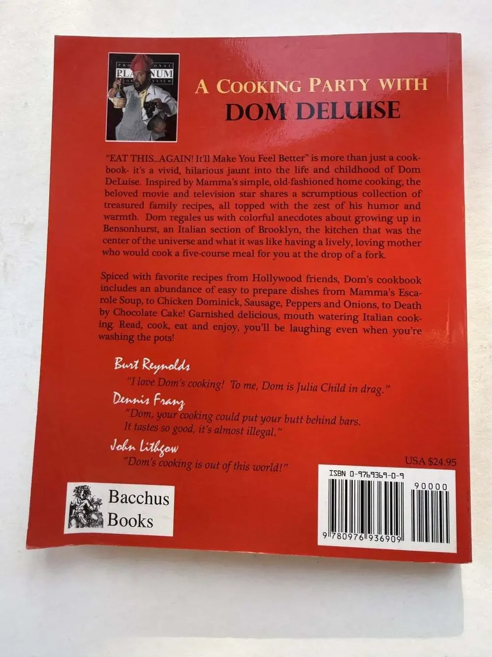 Eat This It'll Make You Feel Better Paperback Dom DeLuise book cookbook recipes